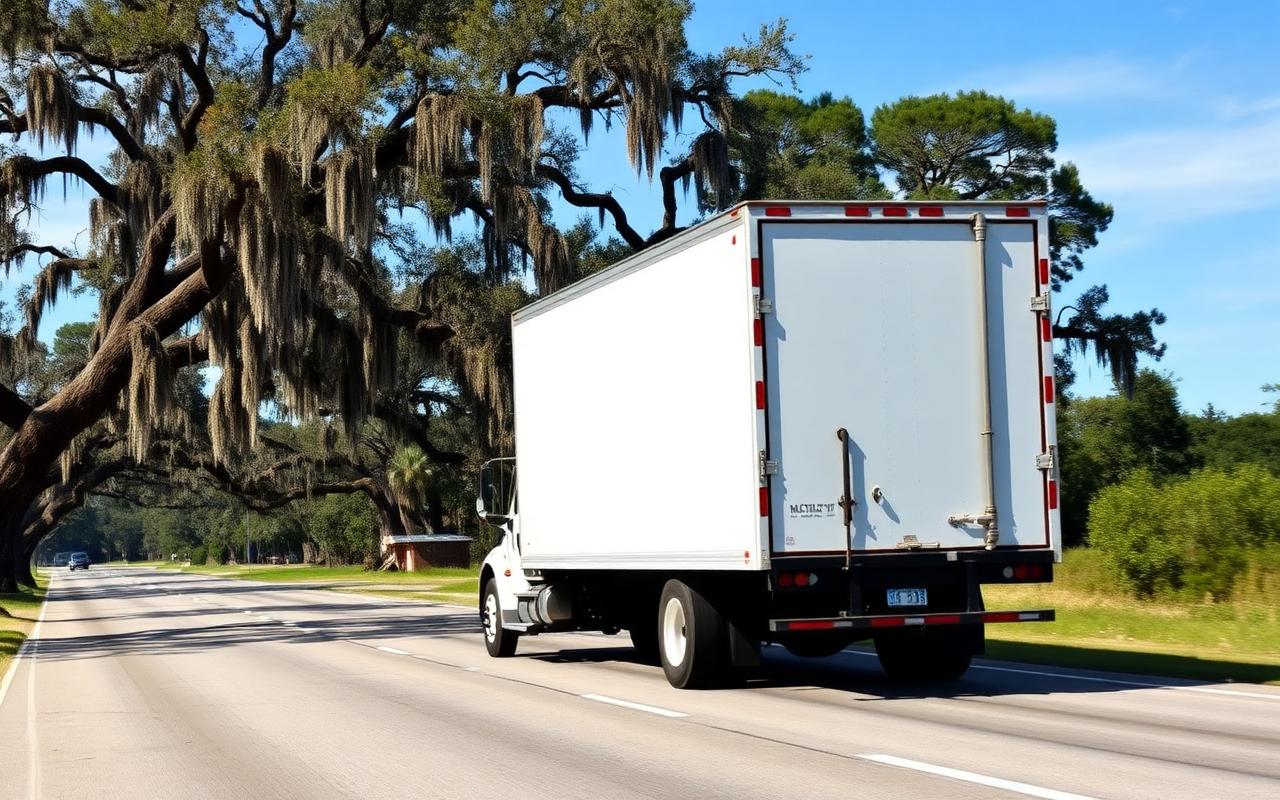 S&S Moving truck on a Louisiana highway
